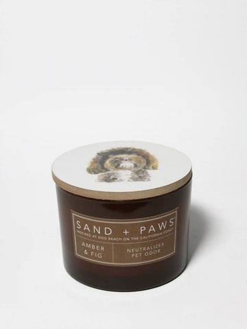 Sand + Paws Amber & Fig 12 oz scented candle