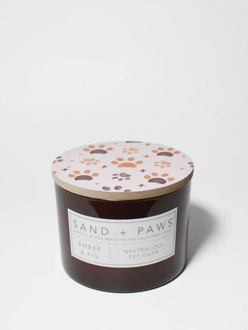 Sand + Paws Amber & Fig 12 oz scented candle